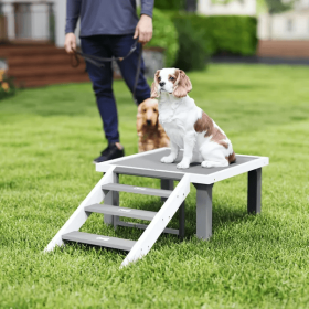 Wooden Dog Training Place Board, Dog Training Platform With Ladder, Pet Agility System For Indoor Outdoor (Option: Grey)